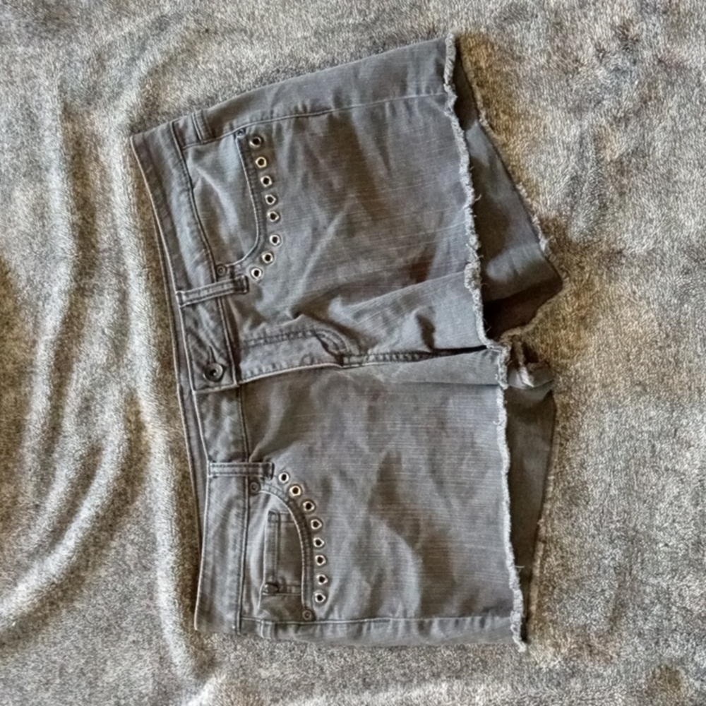 Lovesick black denim low rise shorts with grommets